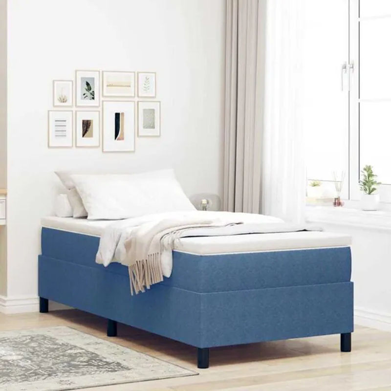 Vidaxl Boxspringbett in Blau aus Cordstoff mit Holzwerkstoff, B/T/H: 90 x 200 x 203 cm - Bild 1