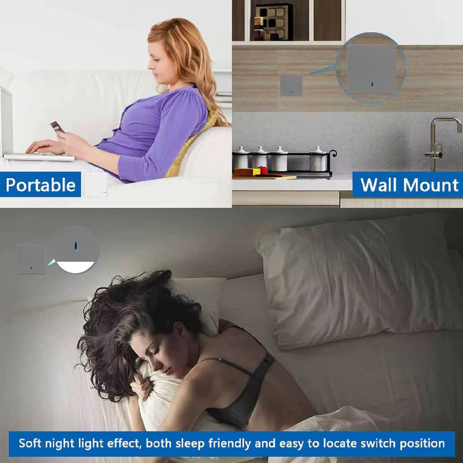 CENFAYA Drahtloser Lichtschalter mit RF 433MHz Wandpanel Fernbedienung und Mini-Relais-Empfänger Set, Weiß - Bild 6