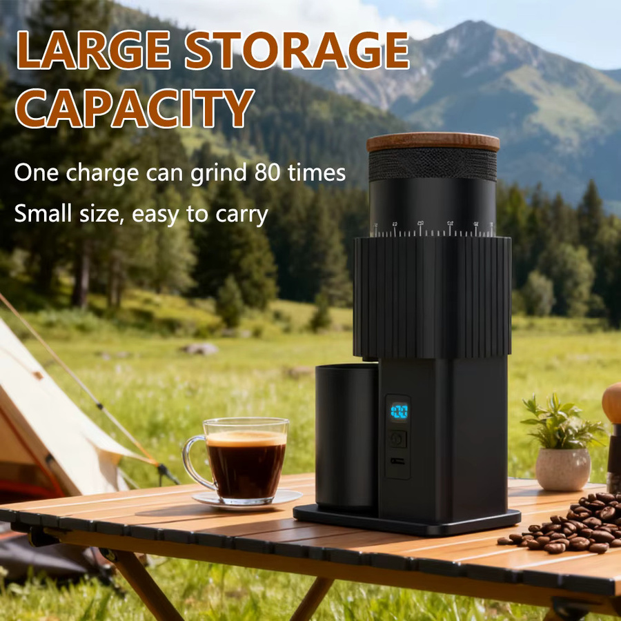 CF Wisdom Tragbare Elektrische Kaffeemühle in Schwarz, USB-aufladbar und einstellbar für Zuhause, Büro und Reisen - Bild 7