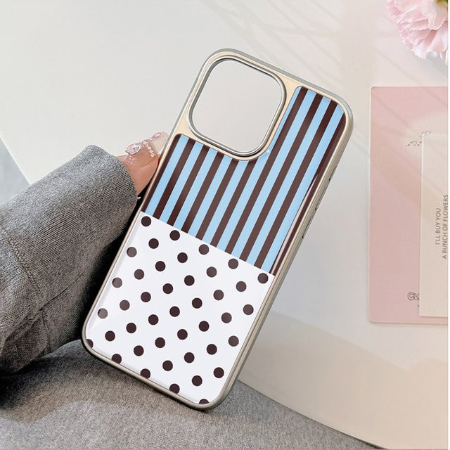 DecoPhone Sturzsichere Epoxy-Handyhülle mit vertikalen Streifen und Punkten für iPhone 11 bis iPhone 17 Pro Max in Multicolour - Bild 1
