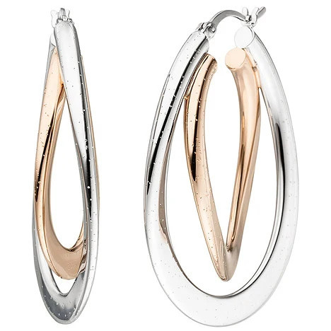 Colfem Creolen oval, 925 Silber, bicolor vergoldet, Unisex - Bild 1