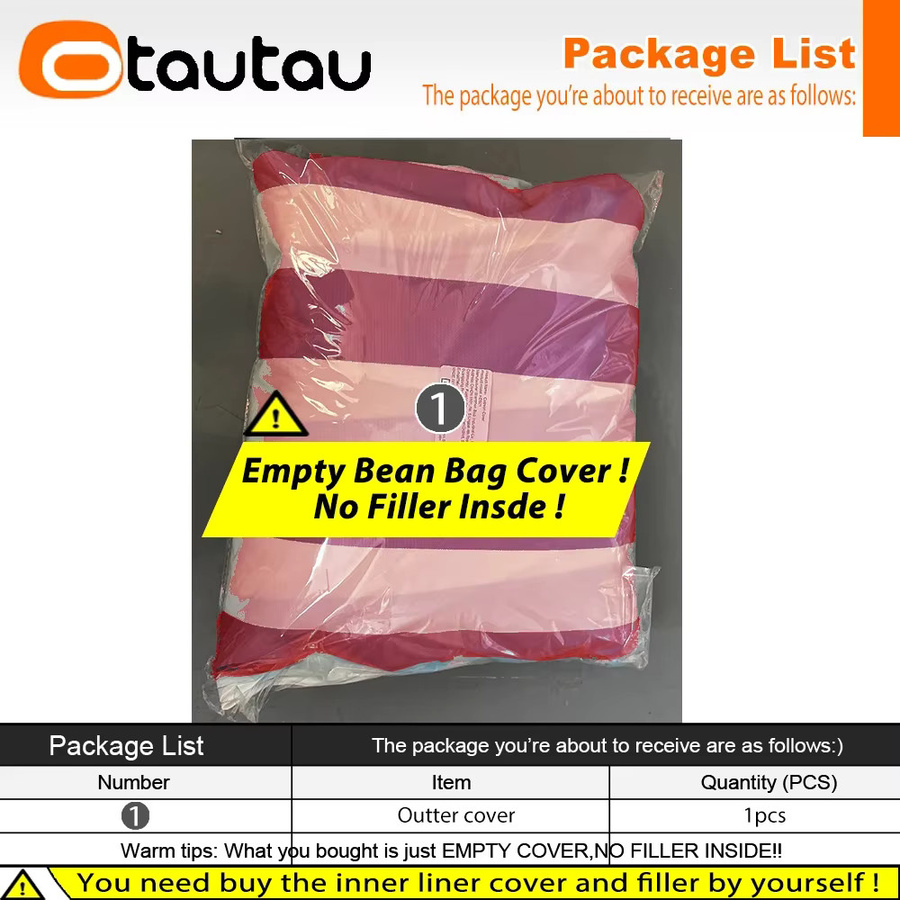 OTAUTAU Sitzsackbezug SF407 Armchair gestreift in Pink für Erwachsene - Bild 2