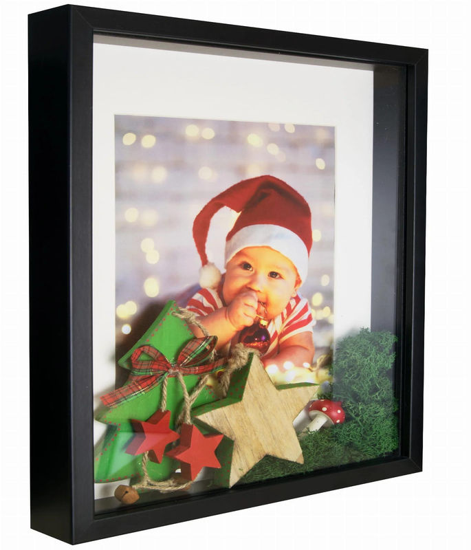 BD ART 3D Tiefenrahmen als Bilderrahmen mit Passepartout, quadratisch, schwarz, B/H: 28 x 28 cm - Bild 2