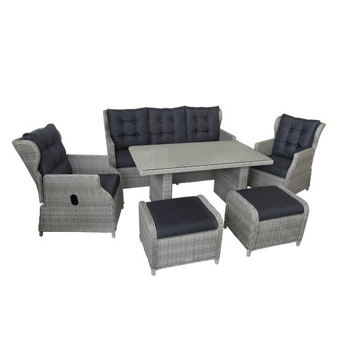 bellavista Luxus Dining-Lounge Canelli 18-teiliges Set in Grau mit Polyrattan, Aluminium und Auflagen - Bild 4