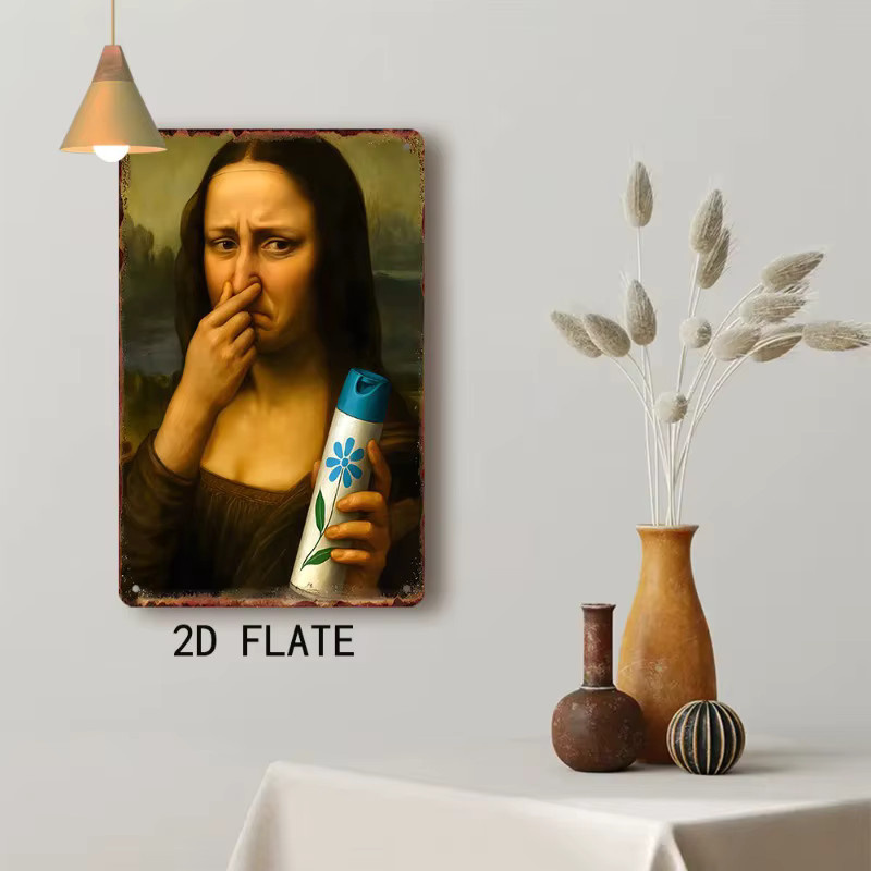 CIFbuy Vintage Mona Lisa Wandkunst aus Aluminium, Metallschild Portrait in Multicolour, Rechteckig - Bild 4