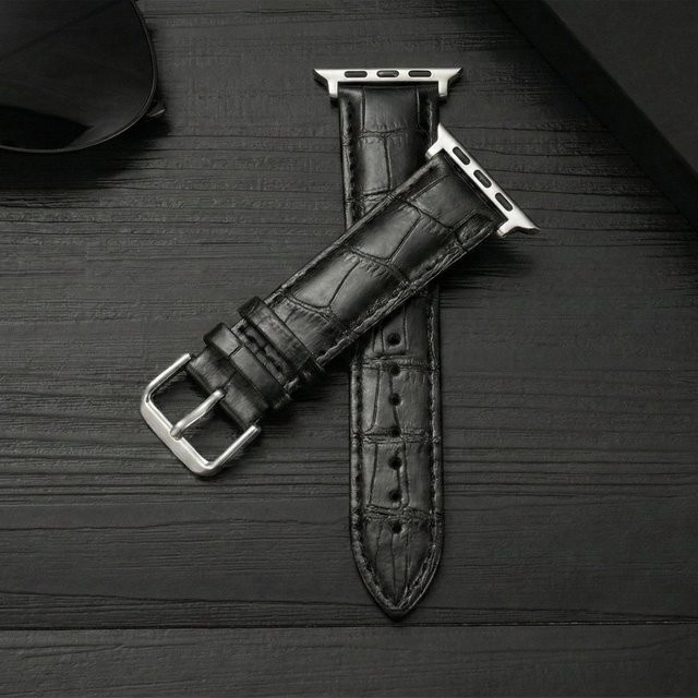 TINUORA Uhrenarmband Leder, Bambusknoten-Muster, Schwarz, Unisex - Bild 1