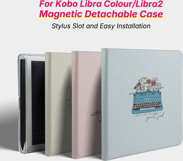 Murmole Magnetische Schutzhülle für Kobo Libra Colour und Libra 2 mit Blumenillustration und transparenter Acrylrückseite, Multicolour - Bild 1