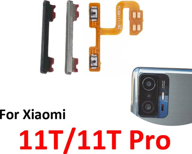 Xiaomi MI 11T Pro 5G Ersatzteil-Set mit Gehäuse und internen Flexkabeln für Power- und Lautstärketasten in Grau/Silber - Bild 1