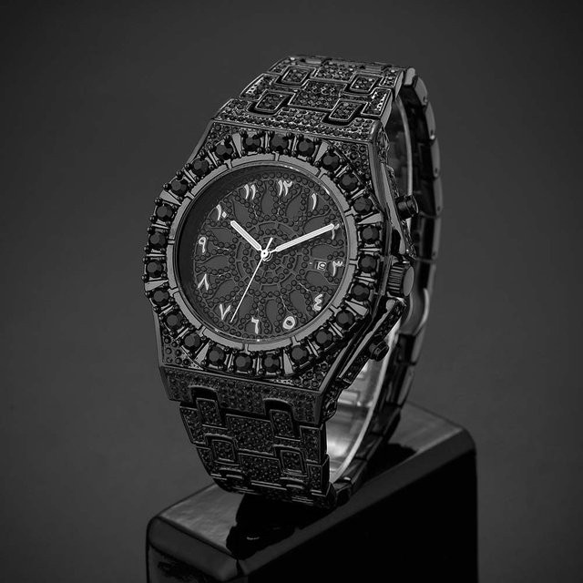WEISIKAI Armbanduhr Edelstahl, Quarz, Schwarz, Diamant, Herren - Bild 1