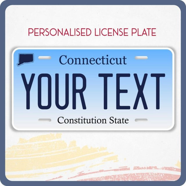 Personalisiertes Connecticut Nummernschild aus Aluminium in Weiß von Hello Young für Auto, Motorrad oder Fahrrad - Bild 1