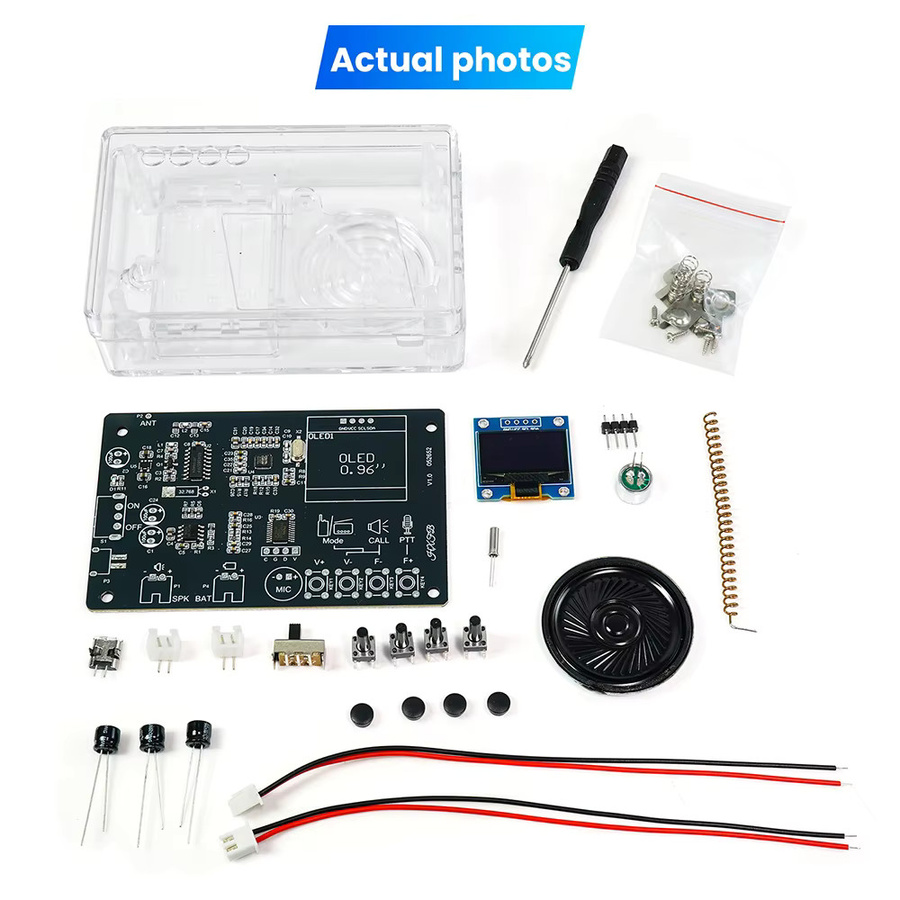 diymore FM-Radio Walkie-Talkie DIY-Bausatz mit Micro-USB-Schnittstelle für Elektronikmontage und Lötpraxis in Transparent - Bild 4