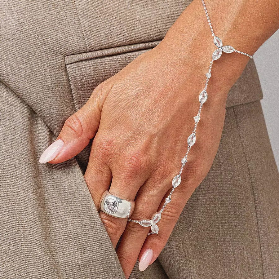 Handkette Erpels, vergoldet, Zirkonia, Kristall, Damen - Bild 1