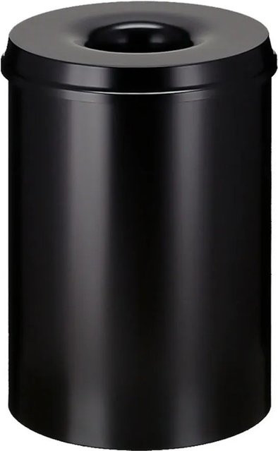 PROREGAL Selbstlöschender Papierkorb und Abfallsammler aus Metall, Schwarz, Volumen: 30 Liter, H x Ø: 47 x 33,5 cm - Bild 1