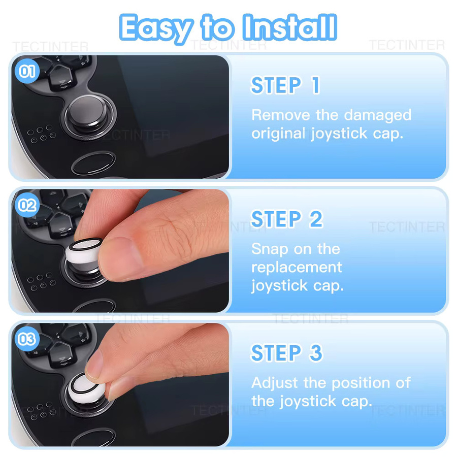 4er-Set TECTINTER Silikon Thumbstick Grip Abdeckungen für PlayStation PSV1000 und PSV2000 Konsole, Transparent - Bild 5