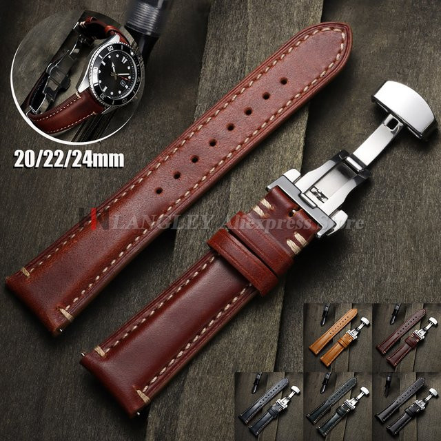 Uhrenarmband Langley, Echtleder, Schmetterlingsverschluss, Herren Damen - Bild 1