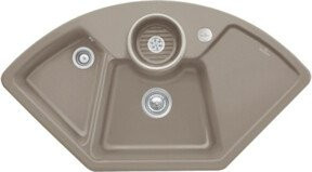 Villeroy & Boch Eckspüle Solo in Beige mit Ablaufgarnitur und Exzenter aus CeramicPlus - Bild 1