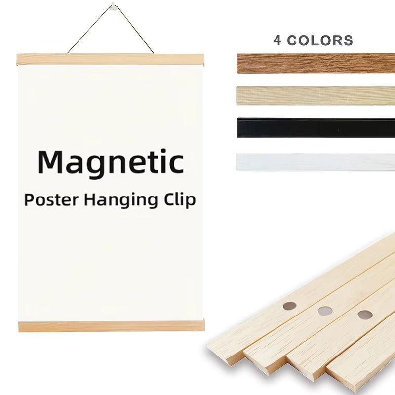 Multifunktionaler magnetischer Bilderrahmen aus Holz für die Wandmontage, minimalistischer Posterhalter mit Magnetverschluss in Braun oder Silber - Bild 2