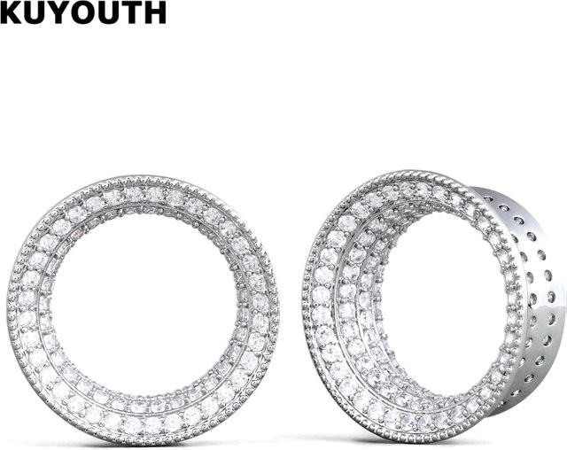 KUYOUTH Ohr-Tunnel-Plugs, Kristall, Silber, Unisex - Bild 1