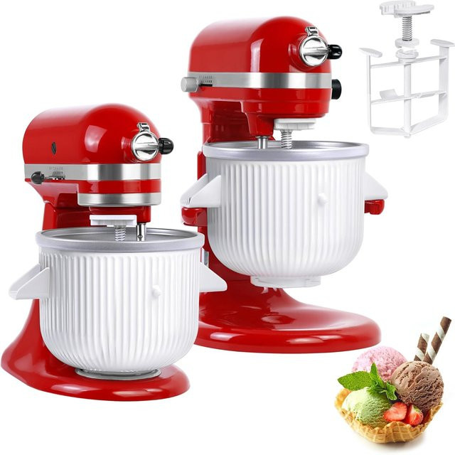 KitchenAid Eismaschinen-Aufsatz für Standmixer, kompatibel mit 4,5/5QT- und 6QT-Modellen, inklusive 2-Liter-Schüssel zur Herstellung von Eis und Joghurt - Bild 1