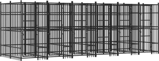 vidaXL Outdoor-Hundezwinger aus Metall in Schwarz Matt mit 11,06 m² Fläche - Bild 1
