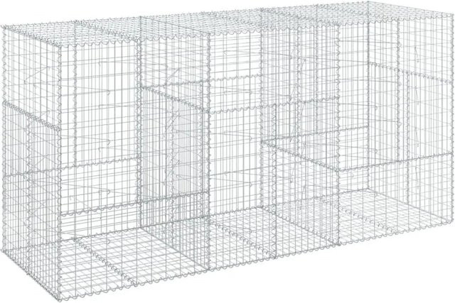 vidaXL Gabione mit Deckel aus verzinktem Eisen in Silber, B/T/H: 300 x 100 x 150 cm - Bild 1