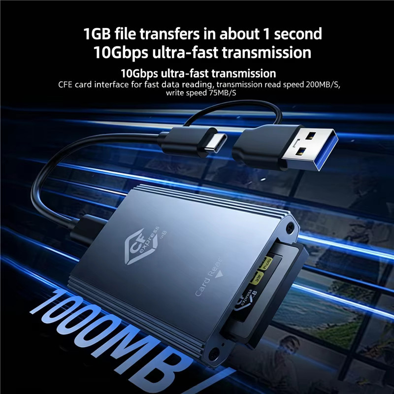 KEBIDUMEI CFexpress Typ B Kartenleser-Adapter mit 10 Gbit/s und USB-C/USB-A Kabel für PC, Android, Windows und Mac - Bild 2