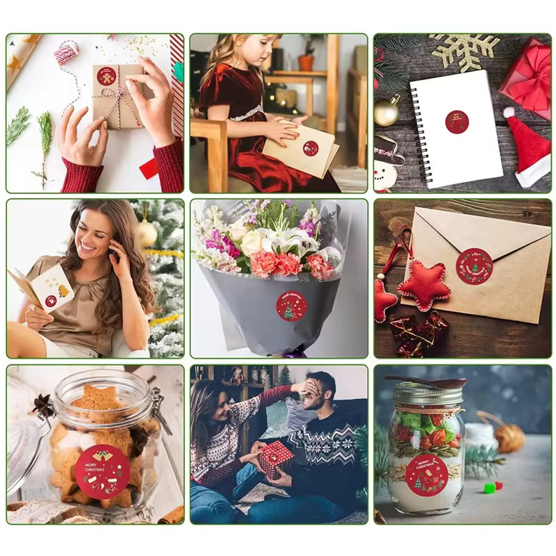 Frohe Weihnachten Aufkleber in Rot aus Papier für deine Verpackungsetiketten - Bild 5