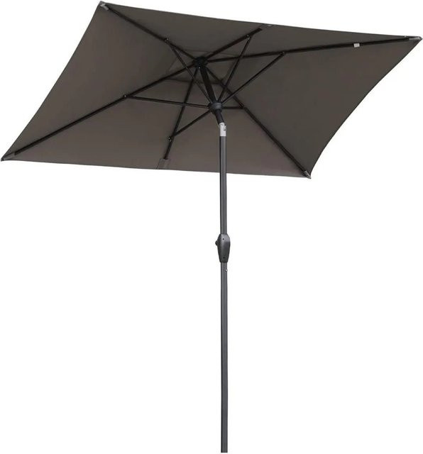 Sekey Aluminium Sonnenschirm mit Kurbel, rechteckig, Farbe Taupe, B/T: 210 x 140 cm, Marktschirm mit UPF50+ Sonnenschutz - Bild 1