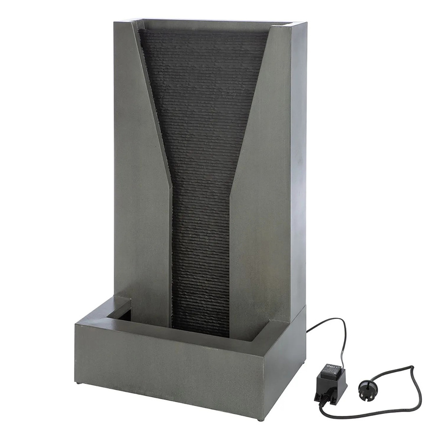 Gilde Brunnen Cascata moderner Tischbrunnen in Grau und Schwarz mit LED-Beleuchtung, H: 92 cm, B: 46 cm - Bild 2