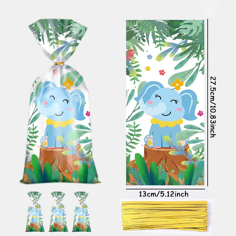 50 Stück Safari Dschungel Tiere Geschenkbeutel aus Kunststoff für Kindergeburtstage und Babypartys, Mehrfarbig - Bild 2