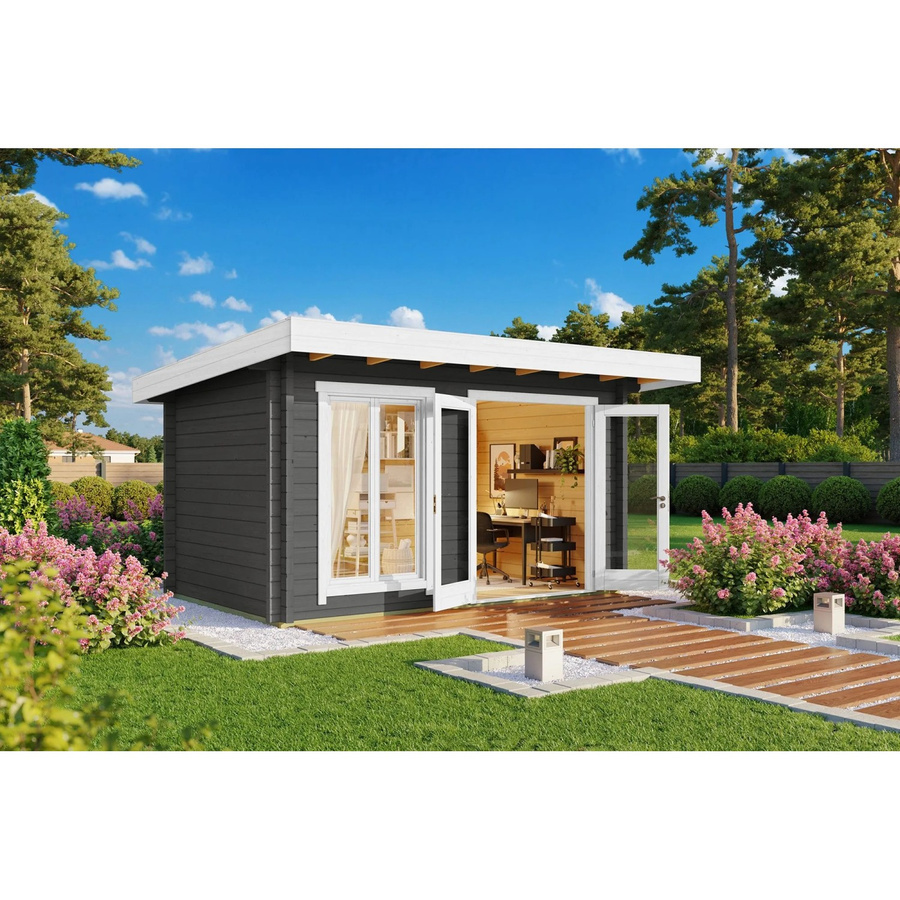 Lasita Maja Gartenhaus Dorset Flachdach in Carbongrau, B/H/T: 460 x 238,95 x 360 cm - Bild 2