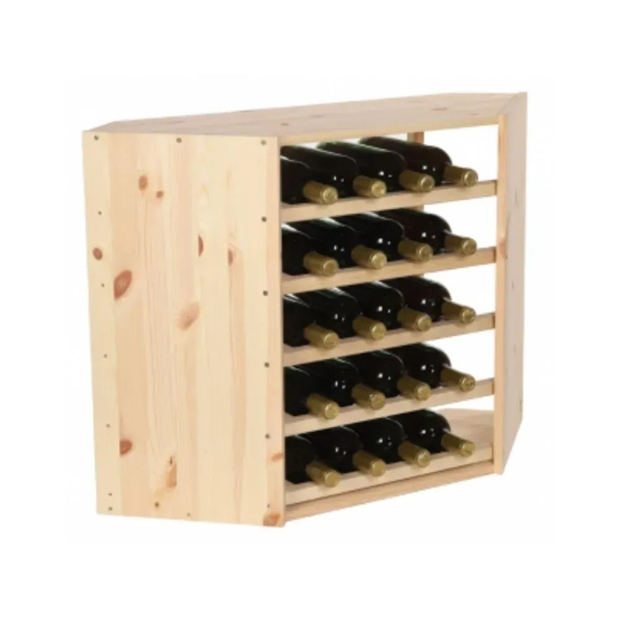 PROREGAL Modulares Weinregal Vincellar Eckmodul aus massivem Kiefernholz, Farbe Braun, H x B x T: 60 x 30 x 30 cm, Platz für 18 Flaschen - Bild 2