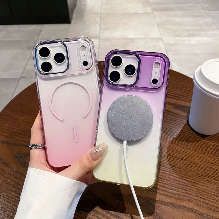 EHUIDE Magnetische Magsafe Schutzhülle mit Farbverlauf für iPhone 17 Pro Max, 16 Pro, 15 Plus, 14 und 13 in Transparent Purple, Stoßfeste Kunststoffhülle mit Kamera-Schutz - Bild 2