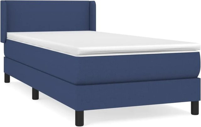 vidaXL Boxspringbett mit Matratze Blau Stoff Hybrid-Design B/T/H: 90 x 200 cm - Bild 1
