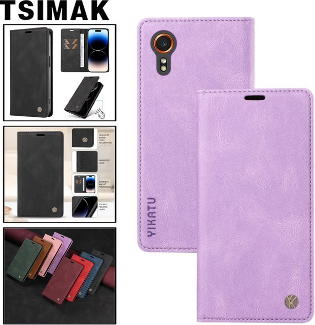 Flip Wallet Case für Samsung XCover 7 in Pink mit Kartensteckplatz aus hautfreundlichem Leder - Bild 1