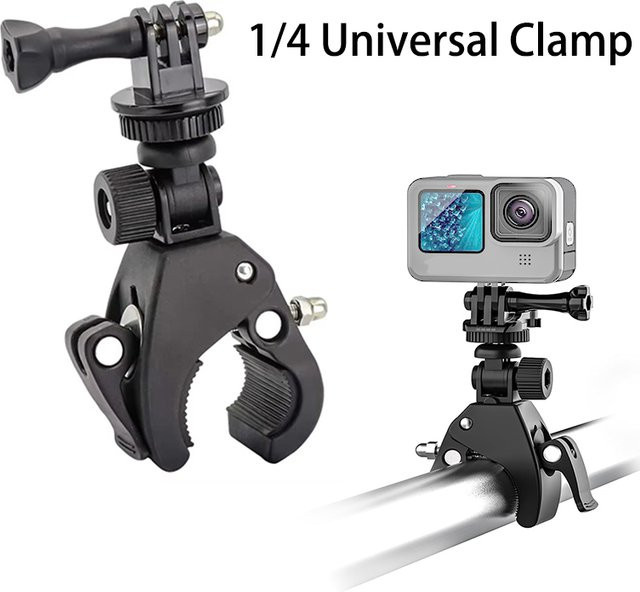 DIXSG Universal Lenkerhalterung 360 Grad Rotations-Kamerahalterung für GoPro DJI und Insta360 Action-Kameras, Schwarz - Bild 1