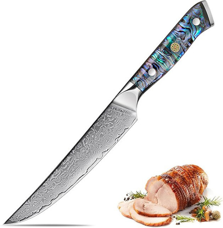 Xituo Damaststahl Steakmesser mit buntem Acryl-Abalone-Griff für Fleisch und Obst