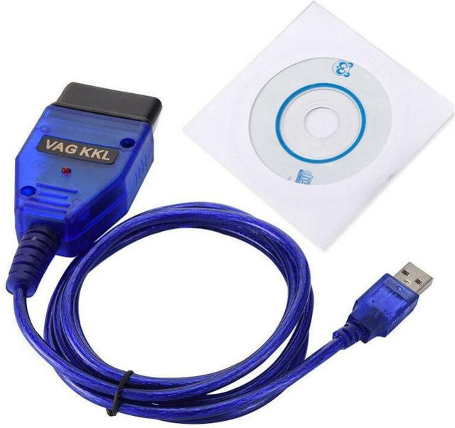 RUI RUI YU 2 OBD2 Diagnosekabel KKL VAG-COM 409.1 mit USB-Schnittstelle in Blau - Bild 1