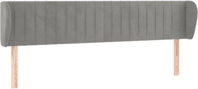 vidaXL Kopfteil mit Ohren in Hellgrau aus Samt, B: 203 cm, T: 23 cm, H: 78-88 cm - Bild 1