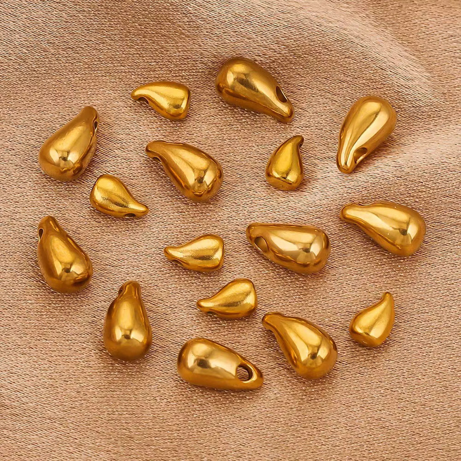 Aiovlo Charms Wassertropfen Horn, Edelstahl, vergoldet, Gold - Bild 2