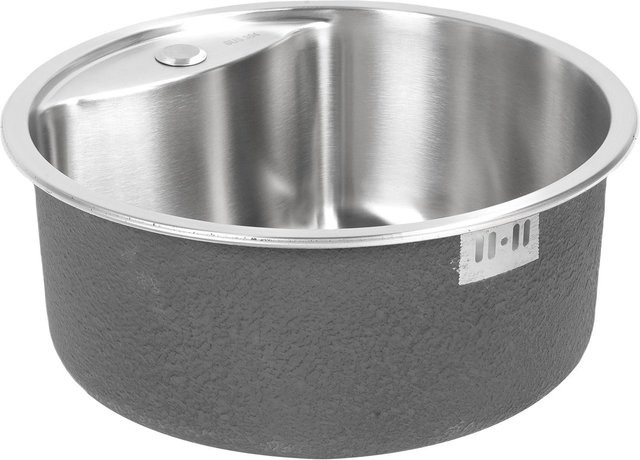 Aimo Rundes Spülbecken aus Edelstahl in Silber mit Hahnloch, B/T/H: 45 x 45 x 20 cm - Bild 1