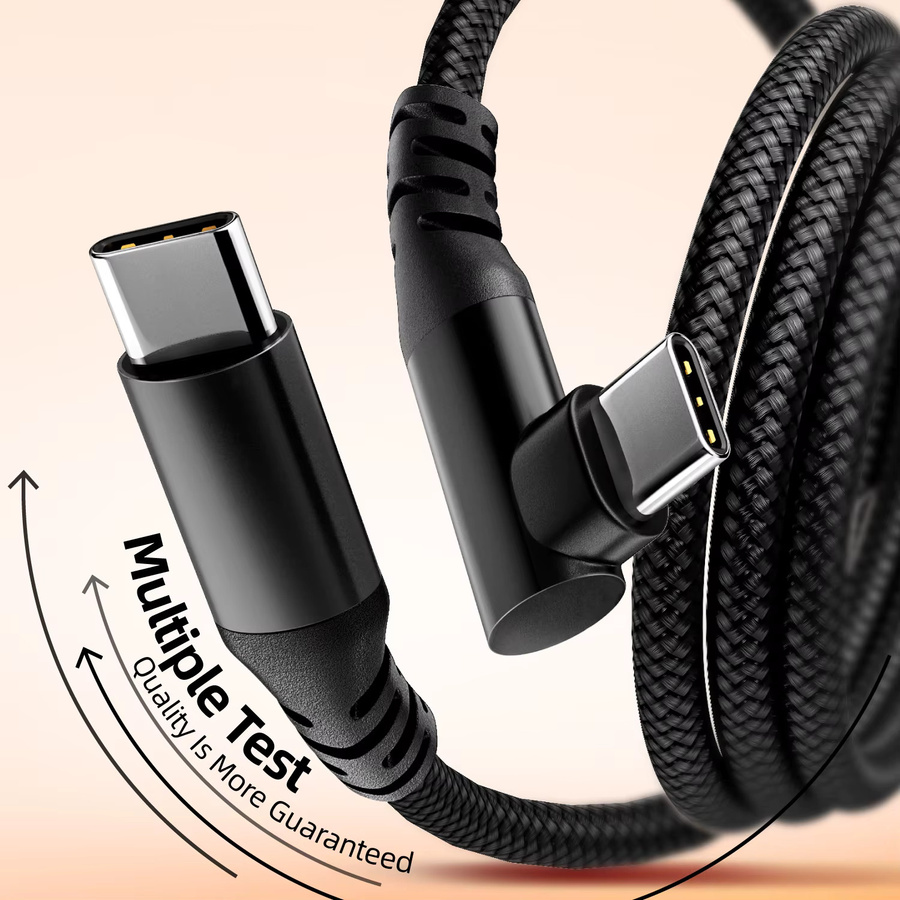 LAIHONEN USB-C auf USB-C Schnellladekabel mit Winkelstecker 60W in Schwarz - Bild 2