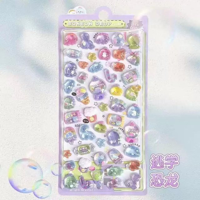 Kawaii 3D Jelly Harz Aufkleber von A Family Of Home Textiles, niedliche Cartoon Glitzer Decals in Transparent und Multicolour für Scrapbooking, Handyhüllen und Laptop DIY Dekoration - Bild 1