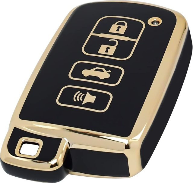 Schlüsselanhänger Etui Hülle für Toyota Tundra Tacoma Sequoia 4Runner Highlander RAV4 Camry Corolla Avalon mit 4 Tasten in Weißgold - Bild 1