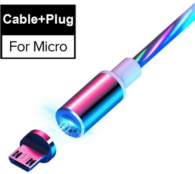 Magnetisches LED USB-C und Micro-USB Ladekabel für Samsung, 1m, bunt - Bild 1
