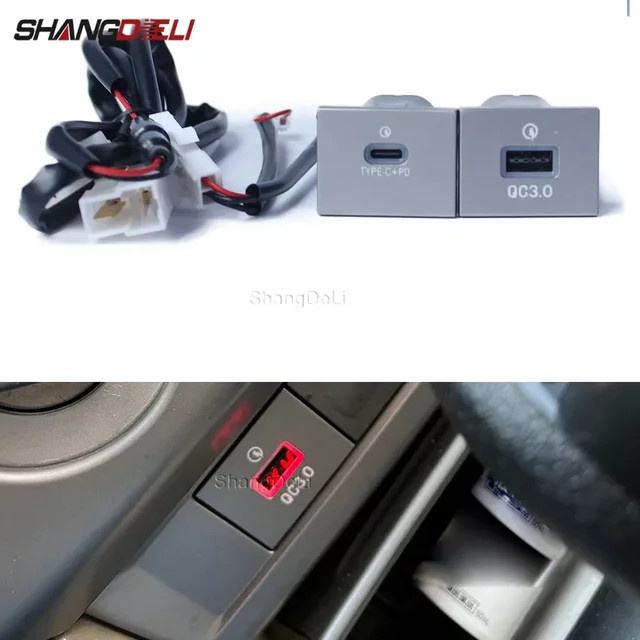 ShangDeLi Doppel USB Schnellladegerät mit QC 3.0 und PD Interface für Ford Focus MK2 2004-2011 mit USB-A und USB-C Anschluss - Bild 1