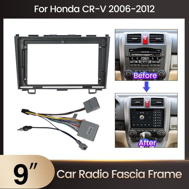 STRONGNAVI Android Autoradio Blende Rahmen und Kabelbaum Installations-Kit für Honda CR-V 3 RE 2006-2012, Schwarz - Bild 1