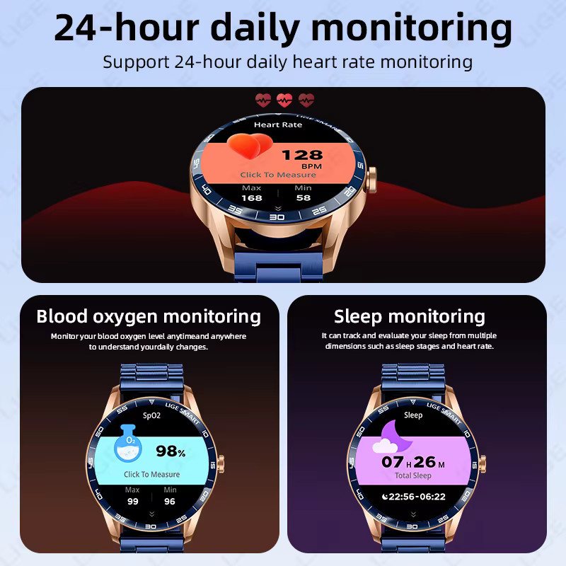 LIGE Smartwatch, Edelstahl, Schwarz, Herren - Bild 4