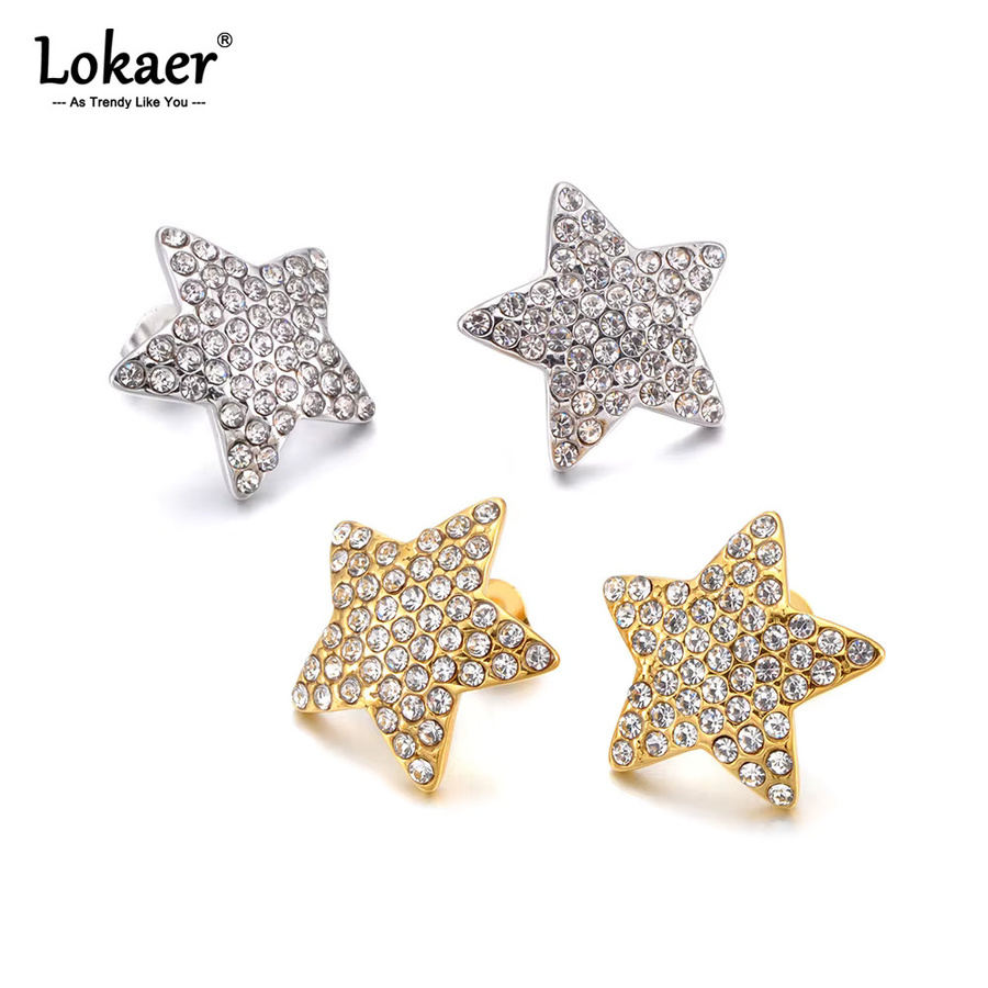 Lokaer Zirkon-Ohrstecker Edelstahl, 18 Karat vergoldet, Damen - Bild 2