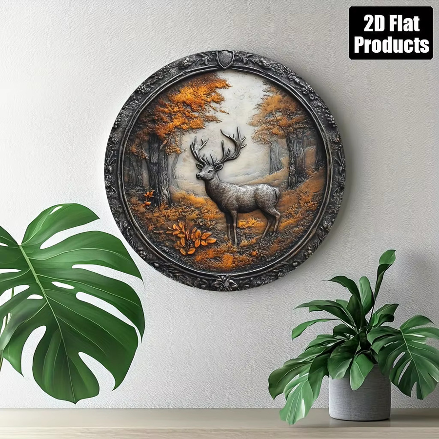 Rundes dekoratives Metallschild mit Elch-Motiv von Potdemiel, Mehrfarbig, Durchmesser: 20 cm - Bild 4